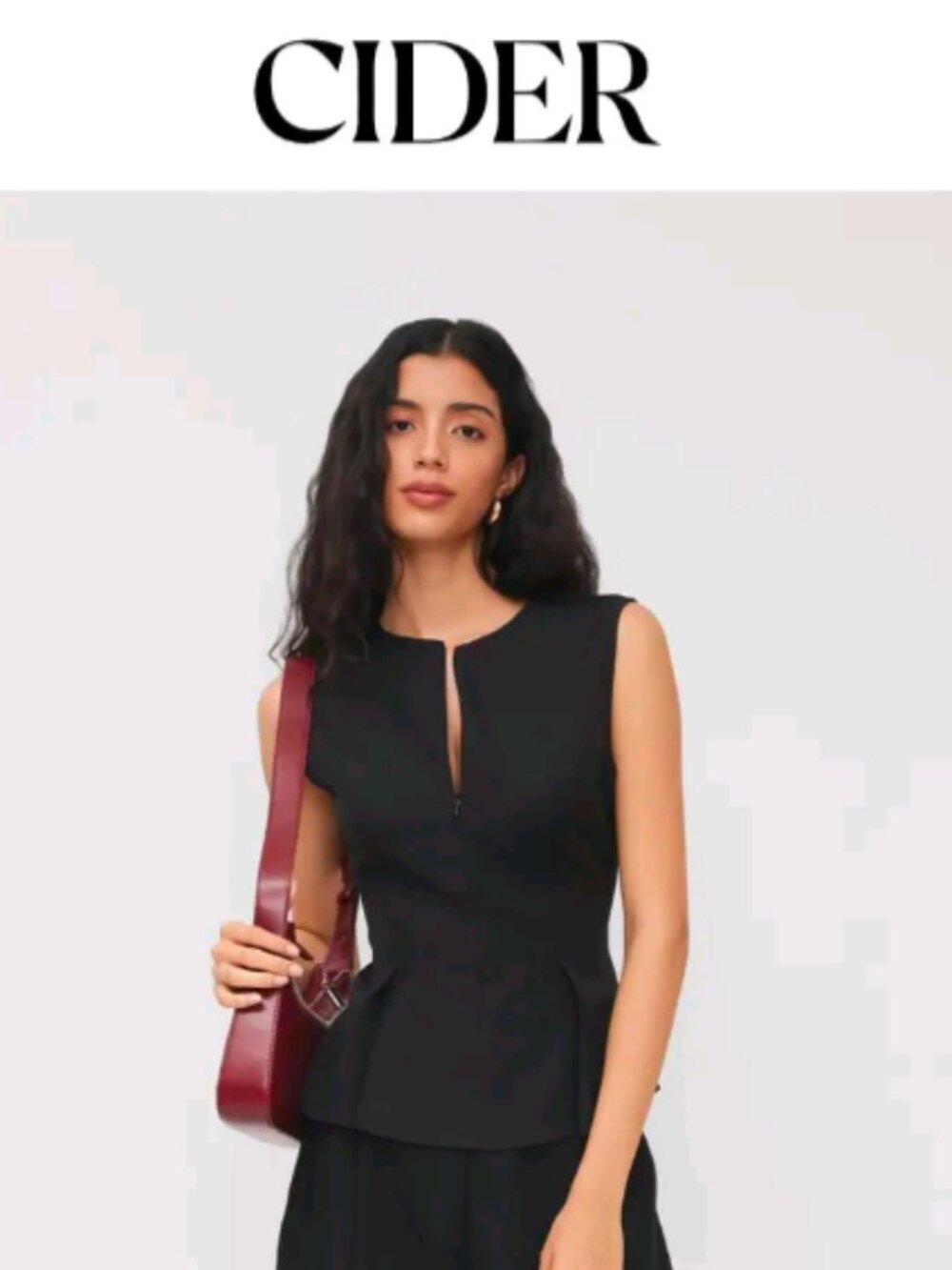 Cider front zip peplum shirt